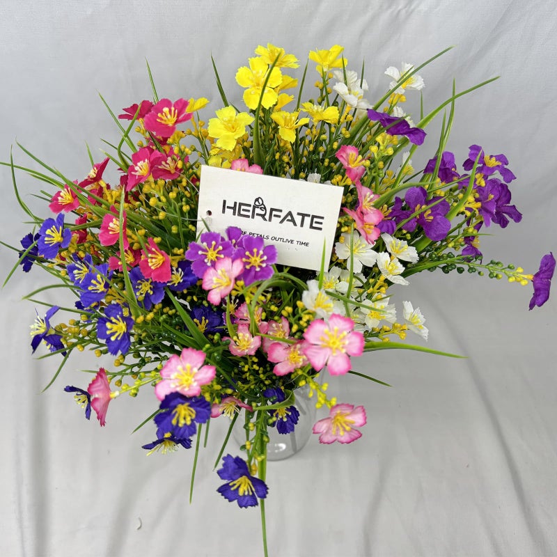 herfate Artificial Flowers Wild Daisy Plant Lifelike UV Resistant Fake Plastic Silk Flowers Indoor Outside Hanging Plants Mixed Colors Garden Home Office Decor (12) - Image 2