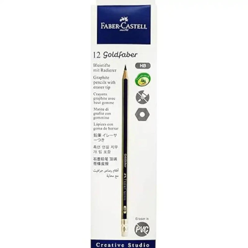 Faber Castell Gold Faber Graphite HB Pencil With Eraser Tip- 12pcs