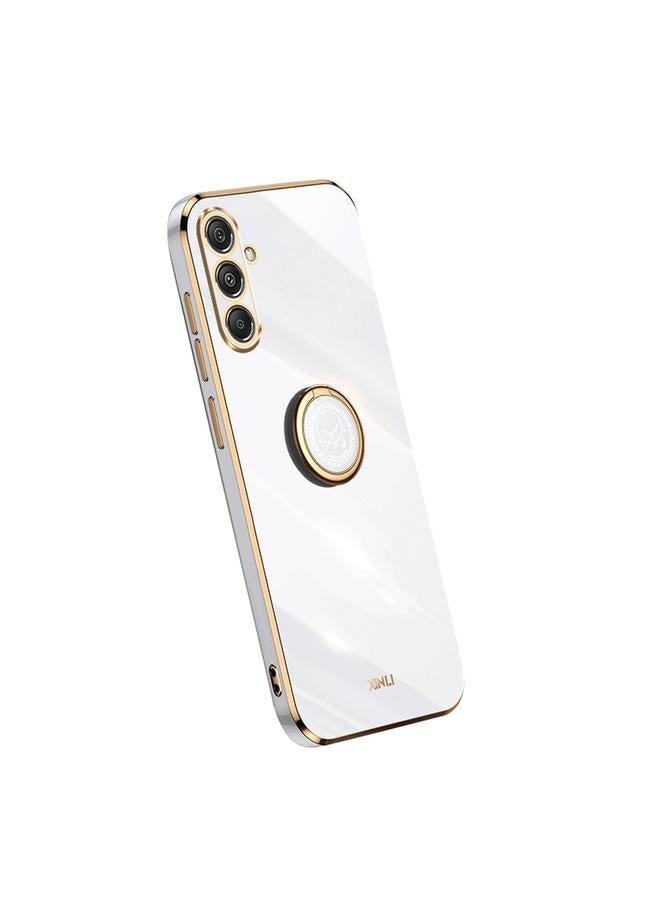 Case For Samsung Galaxy S23 FE 5G Straight Edge 6D Electroplate TPU Phone Case with Ring Holder