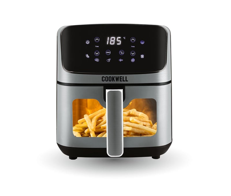 Cookwell Air Fryer 5L With See Through Window 1400W Grey Black - Image 1