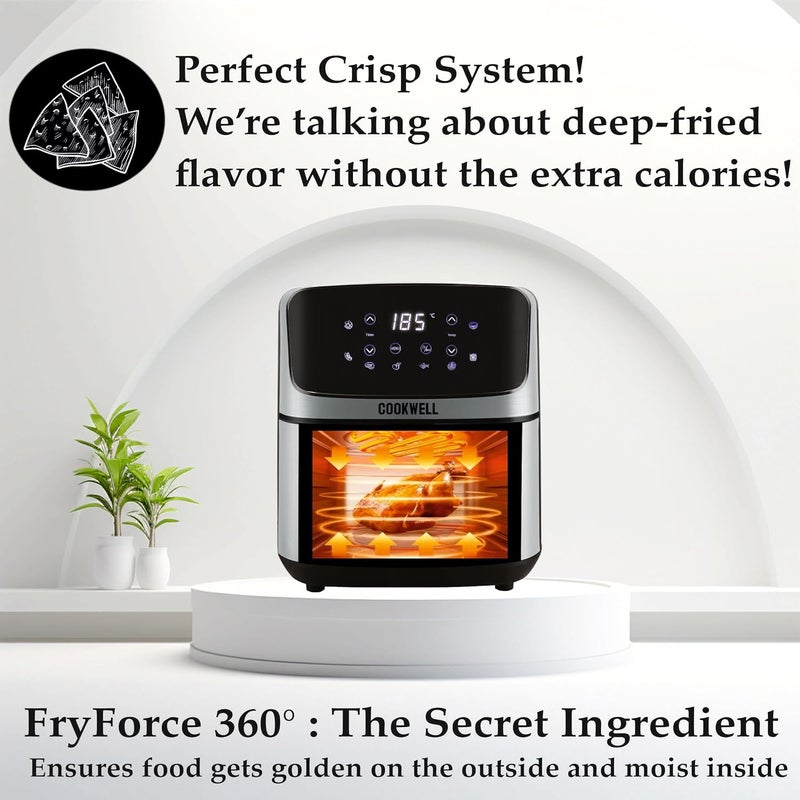 Cookwell Air Fryer 5L With See Through Window 1400W Grey Black - Image 3