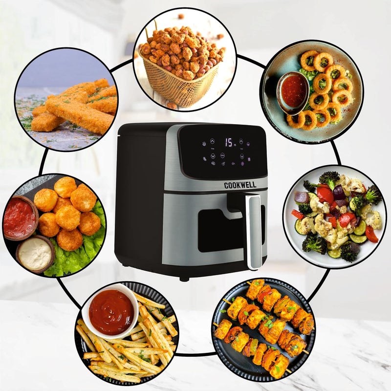 Cookwell Air Fryer 5L With See Through Window 1400W Grey Black - Image 4