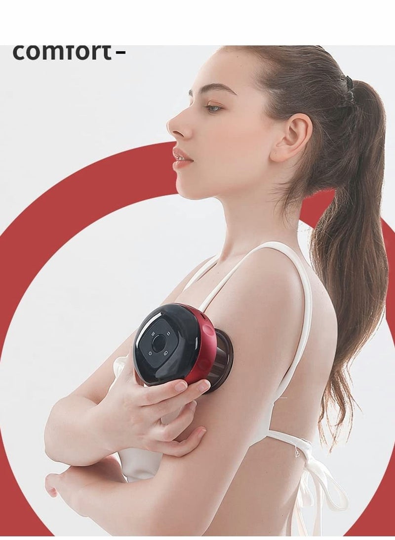 Smart Dynamic Cupping Therapy Set,Cellulite Massager 3 in 1 Vacuum Therapy Machine Cellulite Remover,Gua Sha Massage Tool with12 Level Temperature and Suction, 12 Level Red