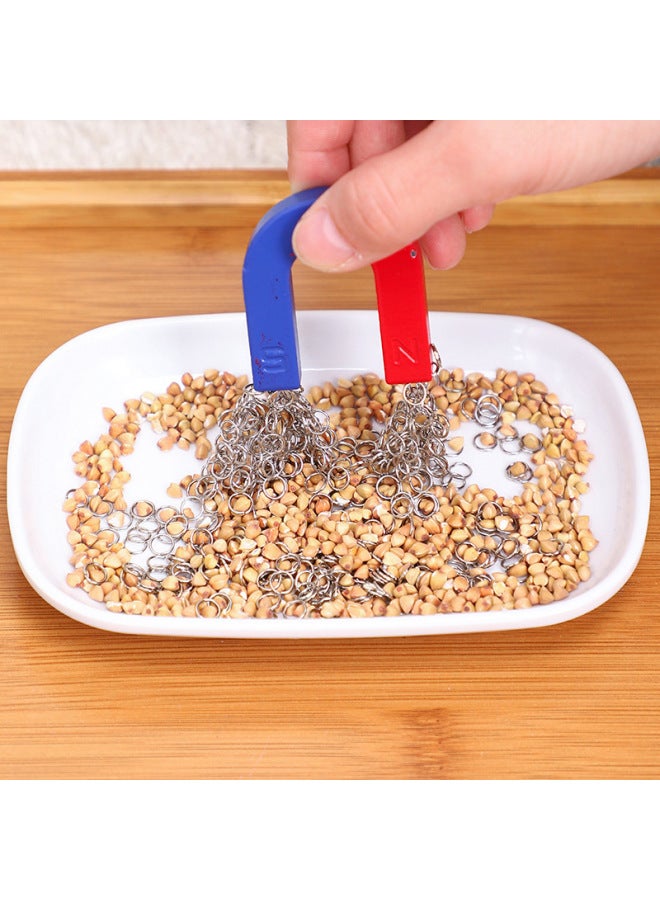 Children's Early Education Montessori Teaching Aids Kindergarten Corner Puzzle Magnet Magnet Magnet Toy Daily Life Scientific Exploration-Color:Vertical Bar Bowl + Plum Bowl + Ceramic Rectangular Plate + Magnet + Mini Brush + Wheat Pack + Iron Ring Pack + 28CM Tray  - Image 4