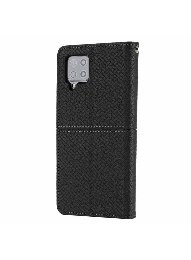 erorex Case For Samsung Galaxy A42 5G Woven Texture Stitching Magnetic Horizontal Flip PU Leather Case with Holder & Card Slots & Wallet & Lanyard - Image 3