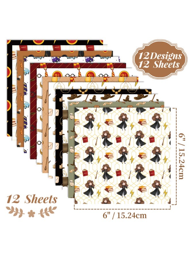 Generic Harry Potter Themed Decorative Paper Set – 12 Sheets of Magical Stationery for Scrapbooking, Card Making, DIY Projects, and Hobby Crafts – Ideal for Fans, Journals, and Planner Decoration  - Image 3