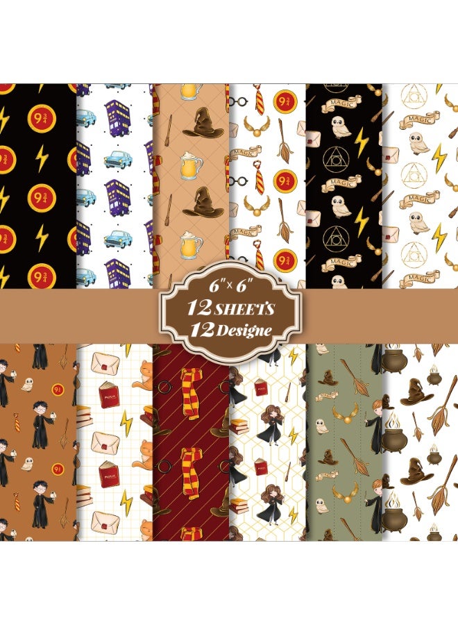 Generic Harry Potter Themed Decorative Paper Set – 12 Sheets of Magical Stationery for Scrapbooking, Card Making, DIY Projects, and Hobby Crafts – Ideal for Fans, Journals, and Planner Decoration  - Image 2
