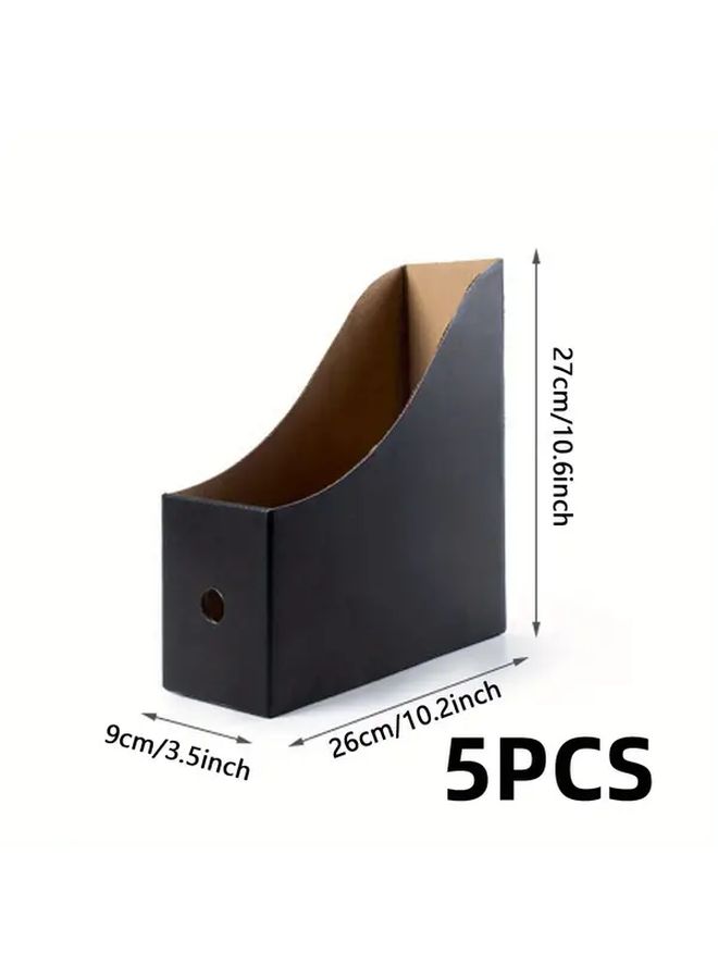 White Minimalist File Folder Rack 3pcs Cardboard Magazine Storage Box with Labels Office Supplies - Image 3