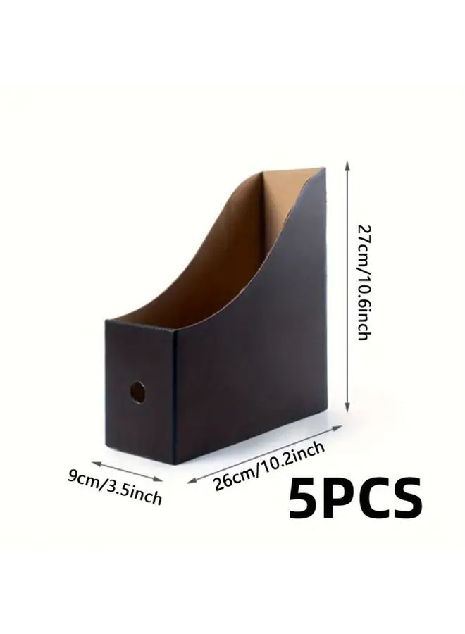 White Minimalist File Folder Rack 3pcs Cardboard Magazine Storage Box with Labels Office Supplies - Image 4