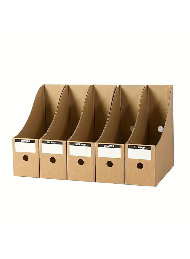 White Minimalist File Folder Rack 3pcs Cardboard Magazine Storage Box with Labels Office Supplies - Image 1