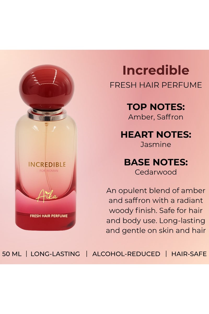 ايكا عطر أيكا الرائع للنساء، ٥٠ مل، عطر يدوم طويلاً للجسم والشعر، عطر خالٍ من الكحول للنساء بمزيج شرقي من الزعفران وخشب العنبر والياسمين - Image 4