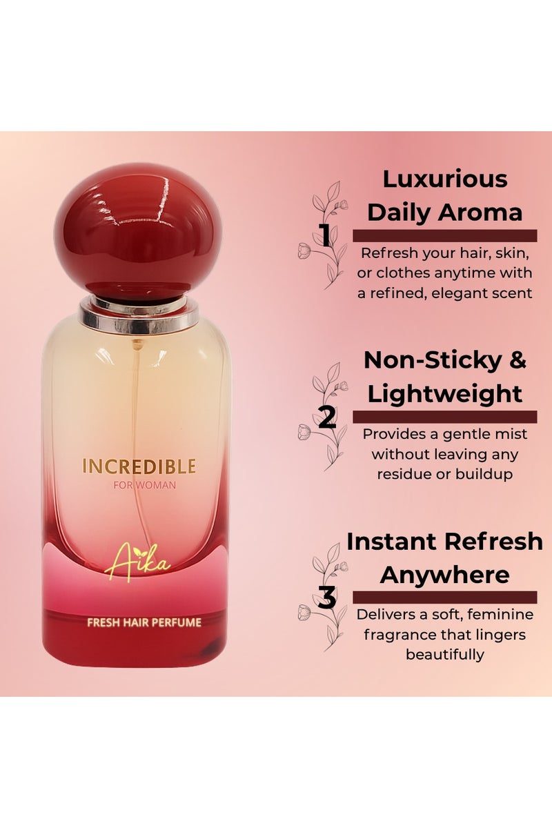 ايكا عطر أيكا الرائع للنساء، ٥٠ مل، عطر يدوم طويلاً للجسم والشعر، عطر خالٍ من الكحول للنساء بمزيج شرقي من الزعفران وخشب العنبر والياسمين - Image 2