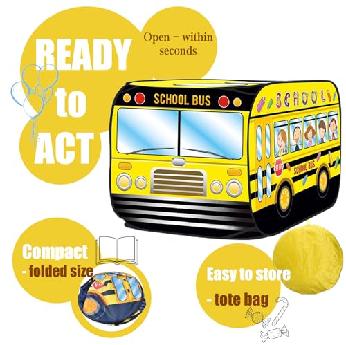 Cecailin Pop Up Tent for KidsSchool Bus Tent for ToddlersPlayhouses for ToddlersLarge Easy to OrganizeBirthday Gift for Girls BoysCan Be Played with by 23 KidsIndoor Playhouse for Kids - Image 5
