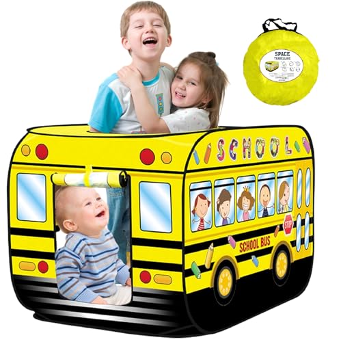 Cecailin Pop Up Tent for KidsSchool Bus Tent for ToddlersPlayhouses for ToddlersLarge Easy to OrganizeBirthday Gift for Girls BoysCan Be Played with by 23 KidsIndoor Playhouse for Kids - Image 1
