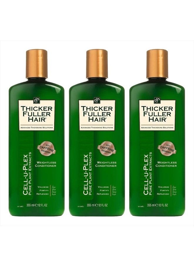 Thicker Fuller Hair - Conditioner Weightless 12 Ounce (355ml) (Pack of 3) - Image 1