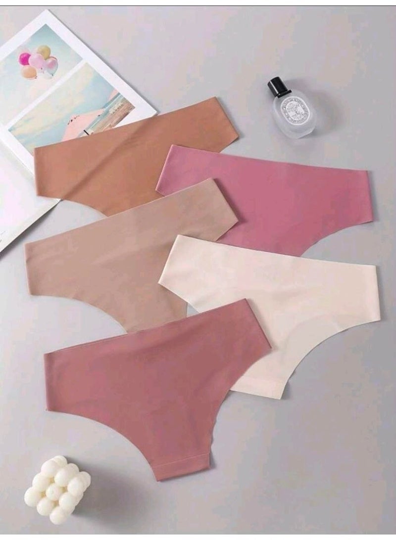 SHEIN-5pcs/Pack Women's Silky Fabric Sexy & Comfortable Breathable Panties - Image 5
