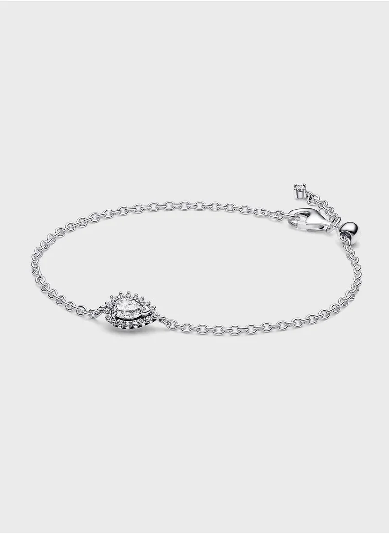 Sparkling Pear Halo Chain Bracelet