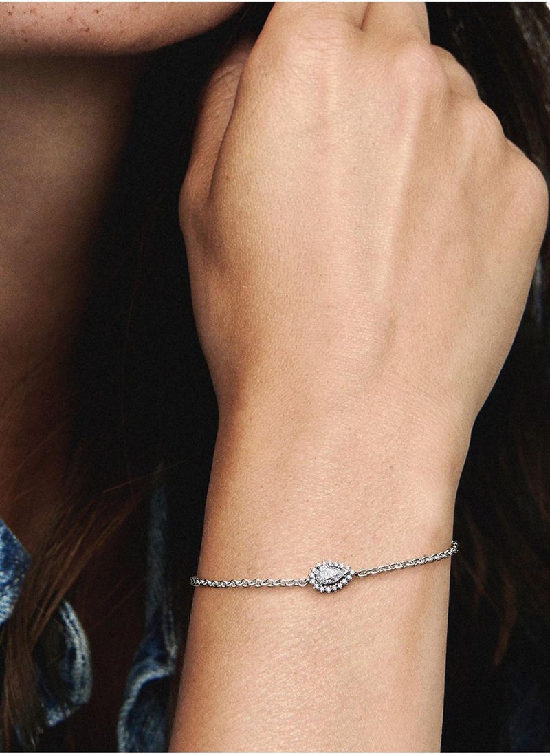 PANDORA Sparkling Pear Halo Chain Bracelet - Image 3