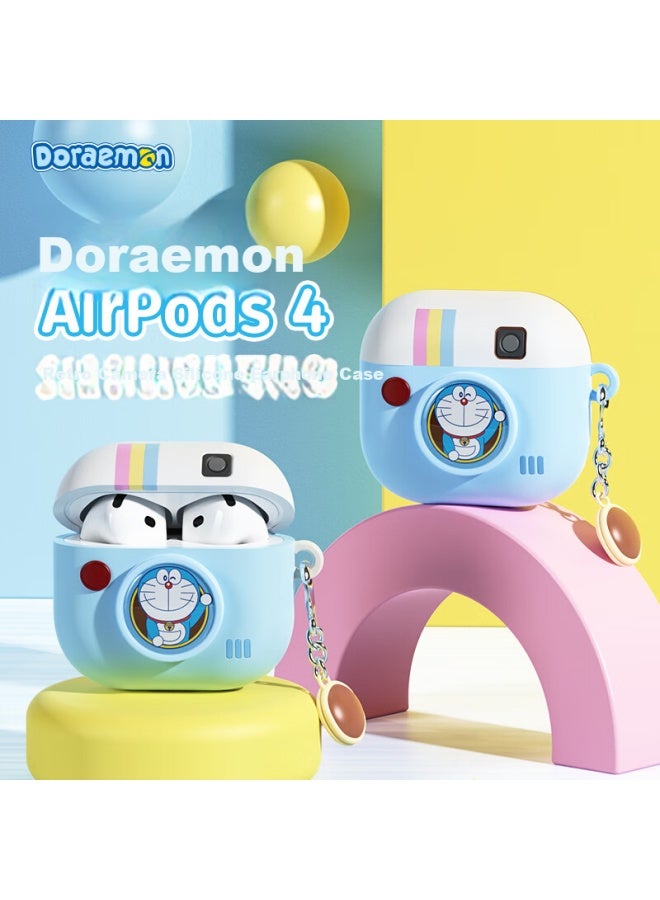 Rock Doraemon Compatible Airpods 4 Protective Case, Airpods Fourth Generation Earphone Cover, Protective Shell, Apple Earphone Case, Full Coverage Silicone Shockproof Dustproof Cartoon Cute Soft Shell - Image 1