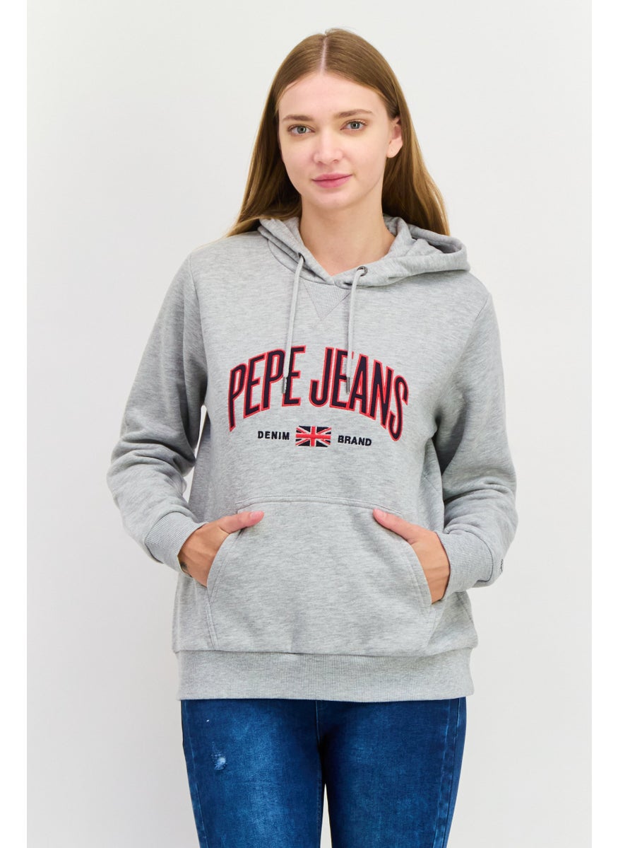 Pepe Jeans Women Crew Neck Embroidered Logo Sweatshirt, Grey  - Image 1