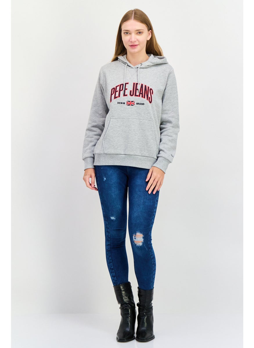 Pepe Jeans Women Crew Neck Embroidered Logo Sweatshirt, Grey  - Image 2