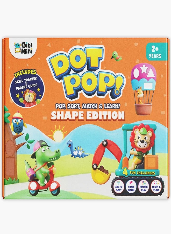 GiniMini DOT POP! Activity Kit for Kids 2-5 | 150+ Elements | Colour, Counting, Sorting & Matching Games | Early Learning, Motor Skills | Reusable, Mess-Free & Screen-Free Fun (Shape POP) - Image 1