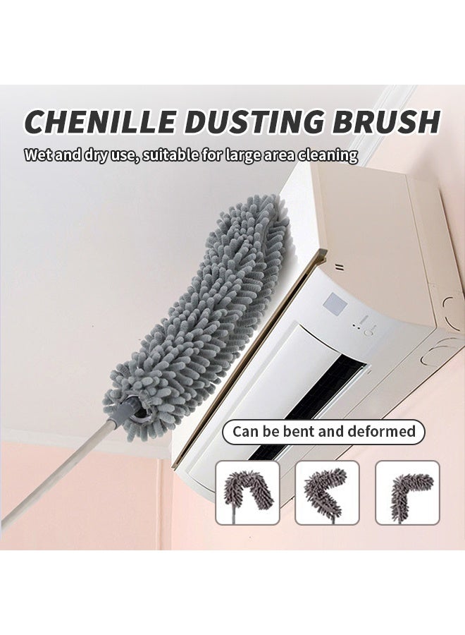 Telescopic Feather Duster Ceiling Fan Duster With Stainless Steel Extension Long Extendable Pole Washable Bendable Dusters For Cleaning, High Cobweb Wall Dusting Wet, Interior Roof - Image 4