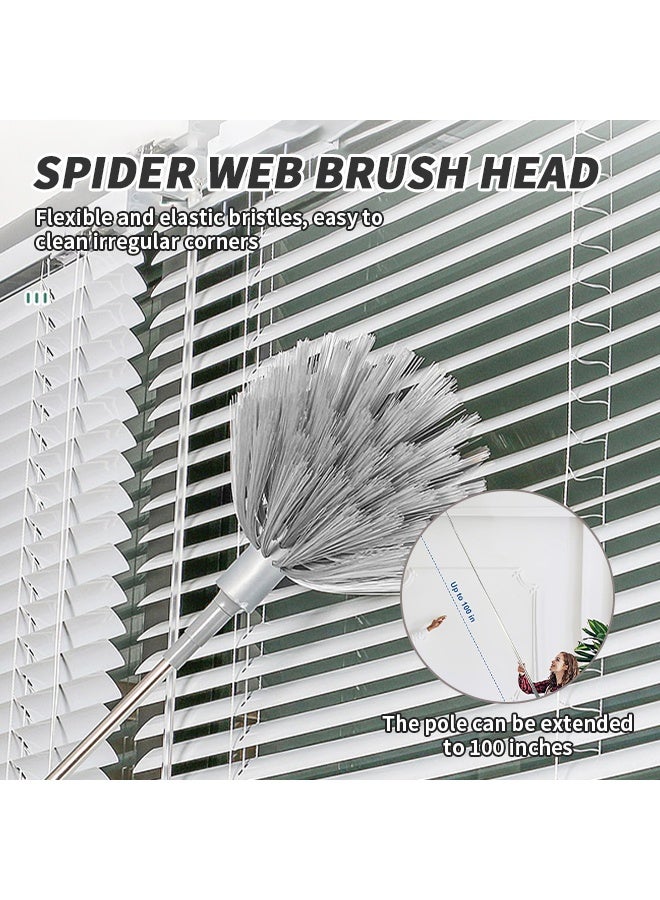 Telescopic Feather Duster Ceiling Fan Duster With Stainless Steel Extension Long Extendable Pole Washable Bendable Dusters For Cleaning, High Cobweb Wall Dusting Wet, Interior Roof - Image 5