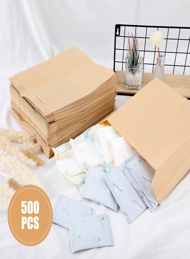 Tenceur 500 Pcs Waxed Sanitary Napkin Disposal Bags 7.5'' x 10'' x 3.5'' Kraft Feminine Hygiene Liner Bag Paper Bags for Commercial Business Personal Restroom Bathroom Janitorial Dispenser - Image 4