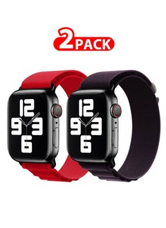 2 Pack Of Apple Watch Alpine Loop Band 38mm 40mm 41mm Women Men Adjustable with Metal G-Hook Strap for iWatch Series 7/SE/6/5/4/3/2/1 Dark Purple/Red