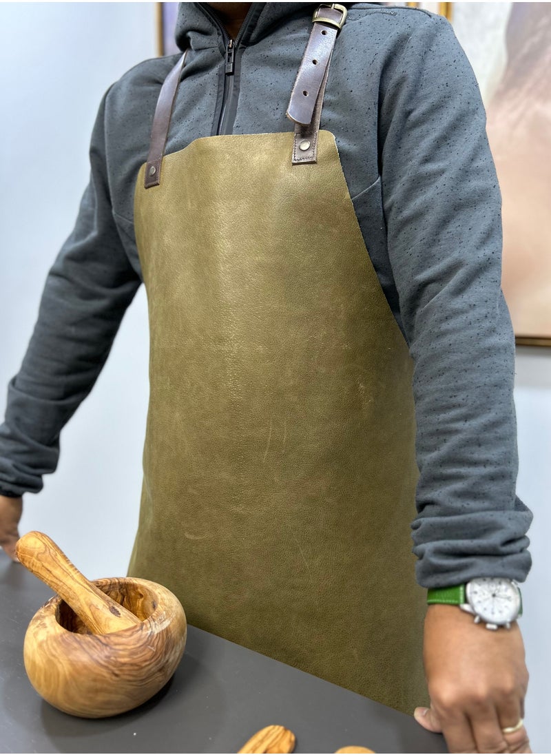 Yako & Co - Leather Apron – Soft (made in Portugal) Olive - Image 1