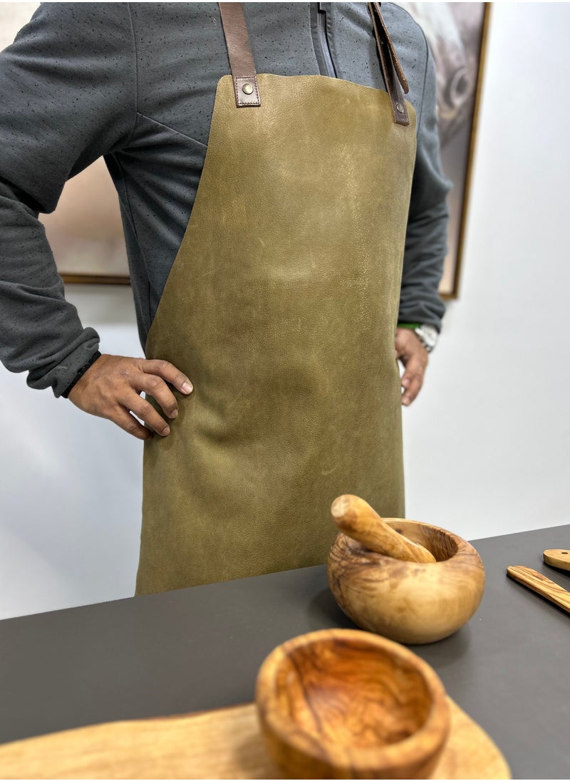Yako & Co - Leather Apron – Soft (made in Portugal) Olive - Image 1
