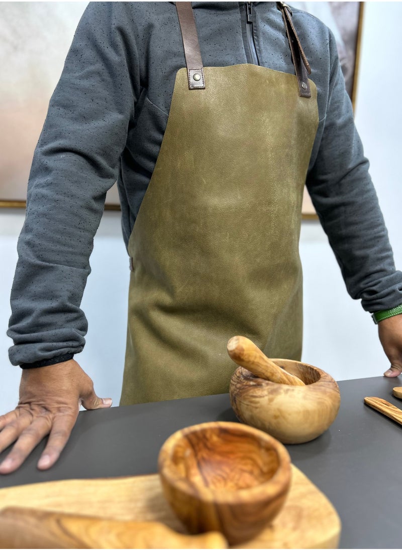 Yako & Co - Leather Apron – Soft (made in Portugal) Olive - Image 1