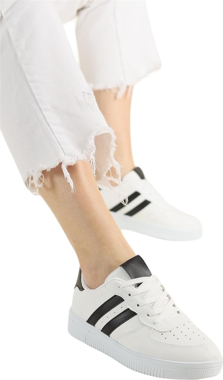 Liger Unisex Lace-Up Casual Sports Sneaker Shoes White - Black - Image 3