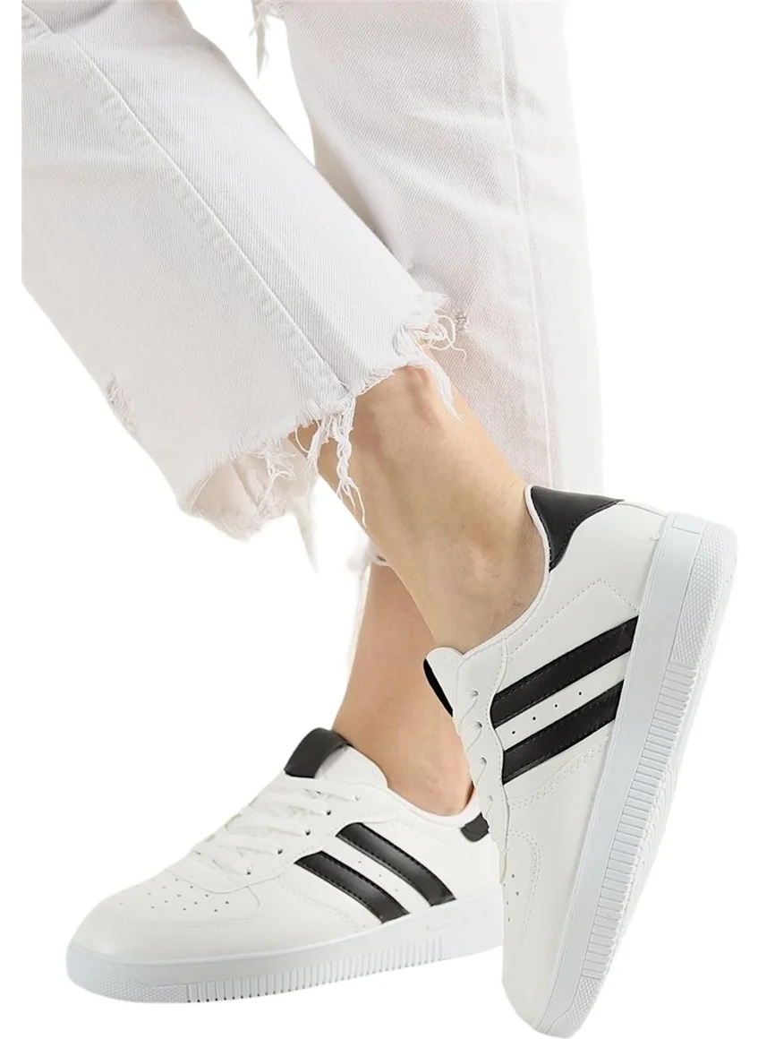 ليجر Unisex Lace-Up Casual Sports Sneaker Shoes White - Black
