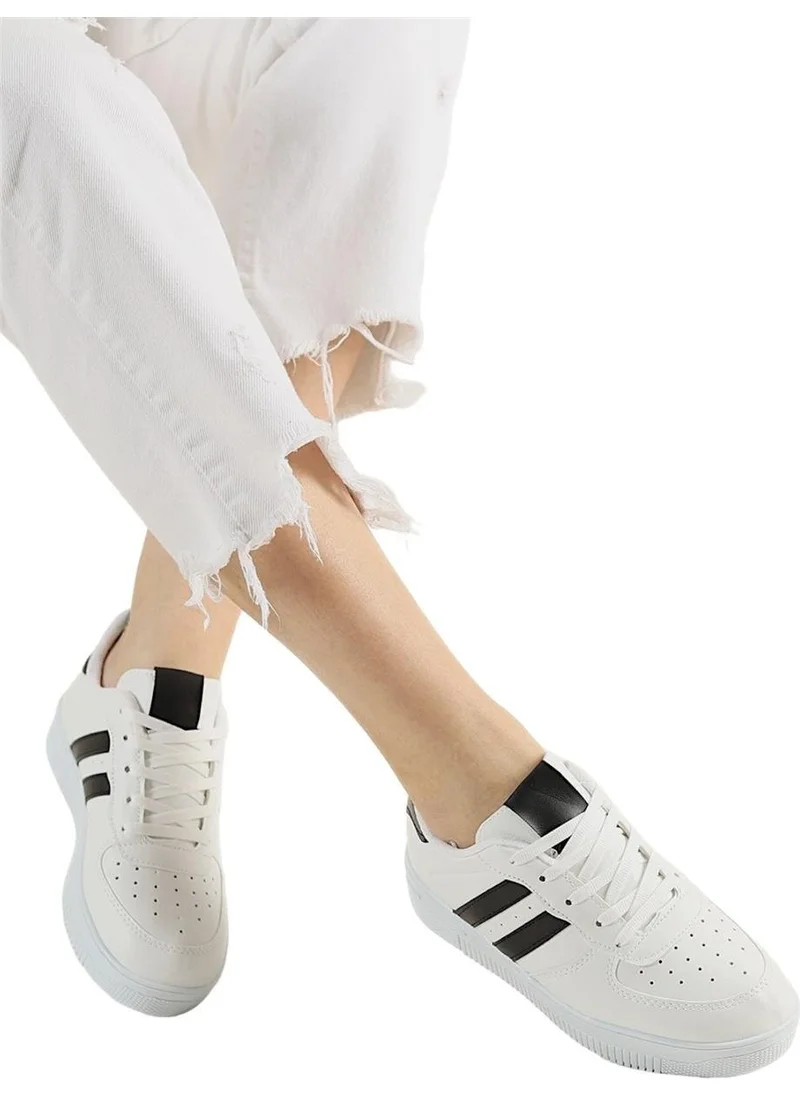 ليجر Unisex Lace-Up Casual Sports Sneaker Shoes White - Black