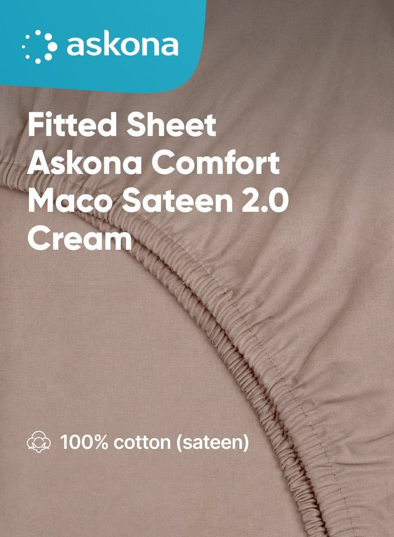 Askona Fitted Sheet 200x200 Askona Comfort Maco Sateen Cream - Image 1