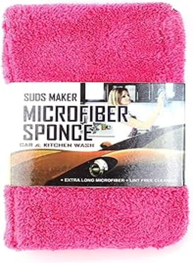 Generic Multipurpose car sponge car cleaning scratch free, duster,car cleaning accessories, microfiber,ultra soft - Pink