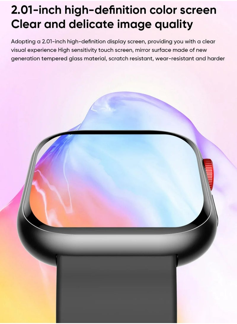 Generic - XZL LC88 Smart Watch - Arabic Operation, Make and Receive Calls, Magnetic Charging, Health Monitoring, Sports Recording, Waterproof Lifestyle, Bluetooth Connection, Remote Selfie, Heart Rate/SpO2/BP/Sleep Monitoring, 100+ Sports Modes, 2.01 Inch HD Touch Screen, Compatible with Apple/Huawei/Samsung/Xiaomi and Other Mobile Phones (Silver) - Great Gift for Men and Women - Image 1