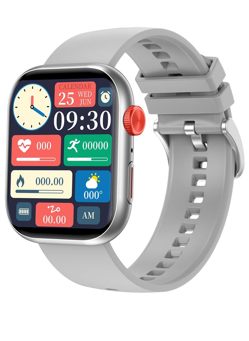Generic - XZL LC88 Smart Watch - Arabic Operation, Make and Receive Calls, Magnetic Charging, Health Monitoring, Sports Recording, Waterproof Lifestyle, Bluetooth Connection, Remote Selfie, Heart Rate/SpO2/BP/Sleep Monitoring, 100+ Sports Modes, 2.01 Inch HD Touch Screen, Compatible with Apple/Huawei/Samsung/Xiaomi and Other Mobile Phones (Silver) - Great Gift for Men and Women - Image 1