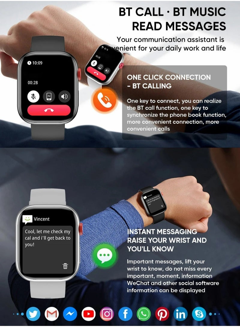 Generic - XZL LC88 Smart Watch - Arabic Operation, Make and Receive Calls, Magnetic Charging, Health Monitoring, Sports Recording, Waterproof Lifestyle, Bluetooth Connection, Remote Selfie, Heart Rate/SpO2/BP/Sleep Monitoring, 100+ Sports Modes, 2.01 Inch HD Touch Screen, Compatible with Apple/Huawei/Samsung/Xiaomi and Other Mobile Phones (Silver) - Great Gift for Men and Women - Image 1