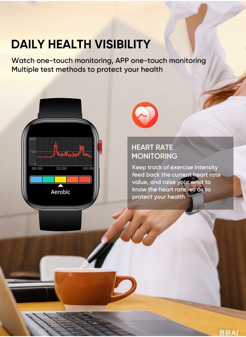 Generic - XZL LC88 Smart Watch - Arabic Operation, Make and Receive Calls, Magnetic Charging, Health Monitoring, Sports Recording, Waterproof Lifestyle, Bluetooth Connection, Remote Selfie, Heart Rate/SpO2/BP/Sleep Monitoring, 100+ Sports Modes, 2.01 Inch HD Touch Screen, Compatible with Apple/Huawei/Samsung/Xiaomi and Other Mobile Phones (Silver) - Great Gift for Men and Women - Image 1