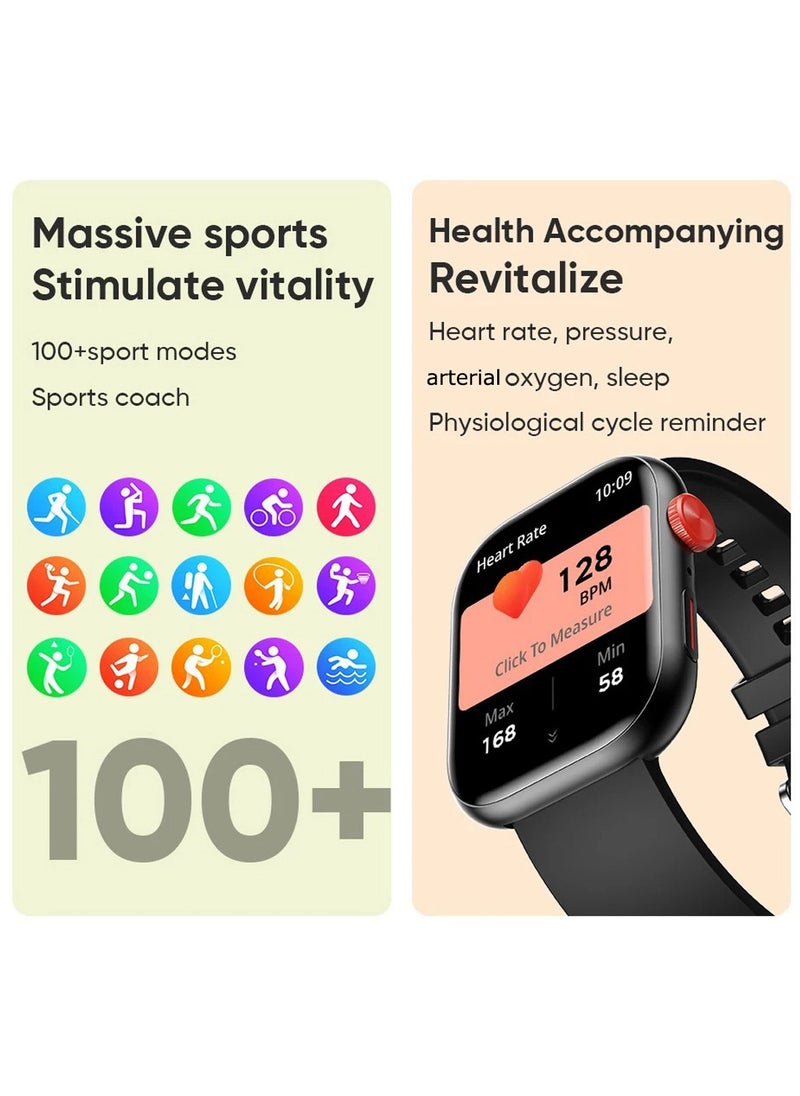 Generic - XZL LC88 Smart Watch - Arabic Operation, Make and Receive Calls, Magnetic Charging, Health Monitoring, Sports Recording, Waterproof Lifestyle, Bluetooth Connection, Remote Selfie, Heart Rate/SpO2/BP/Sleep Monitoring, 100+ Sports Modes, 2.01 Inch HD Touch Screen, Compatible with Apple/Huawei/Samsung/Xiaomi and Other Mobile Phones (Silver) - Great Gift for Men and Women - Image 1