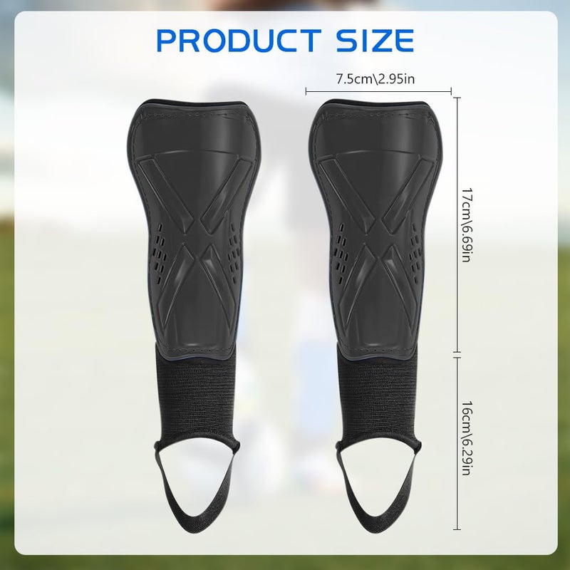 Proberos ® Football Shin Guard for Kids, Sport Guards with Ankle Support EVA Cushioning Liner Football Adjustable Hook and Loop Closure Light Weight & Breathable Design for Football, Rugby, Black - Image 2