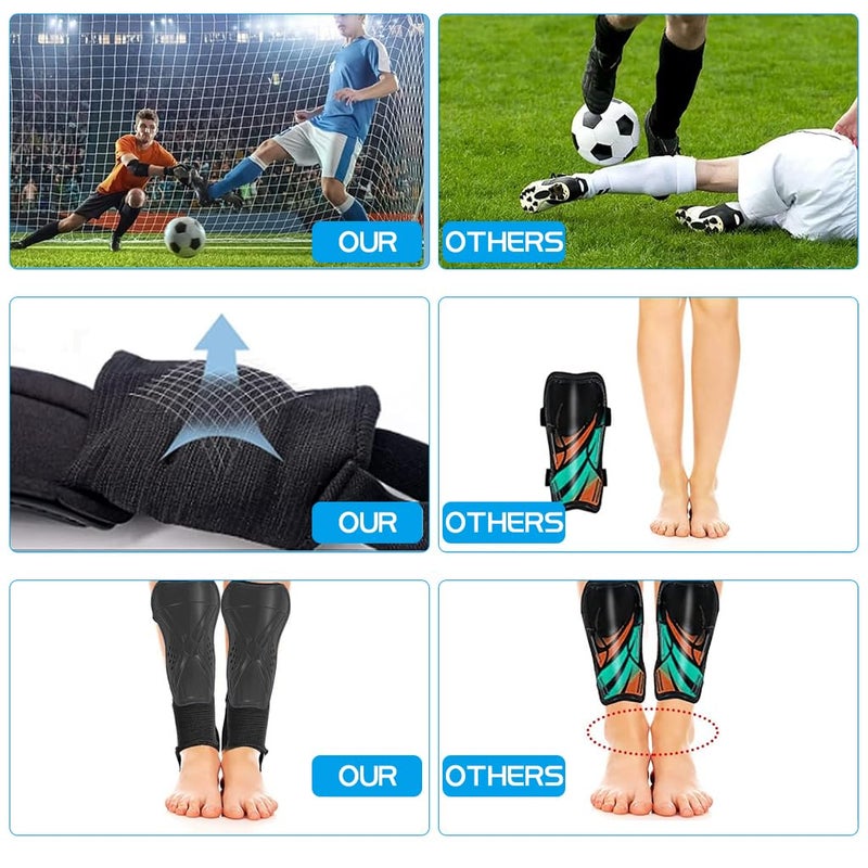 Proberos ® Football Shin Guard for Kids, Sport Guards with Ankle Support EVA Cushioning Liner Football Adjustable Hook and Loop Closure Light Weight & Breathable Design for Football, Rugby, Black - Image 5