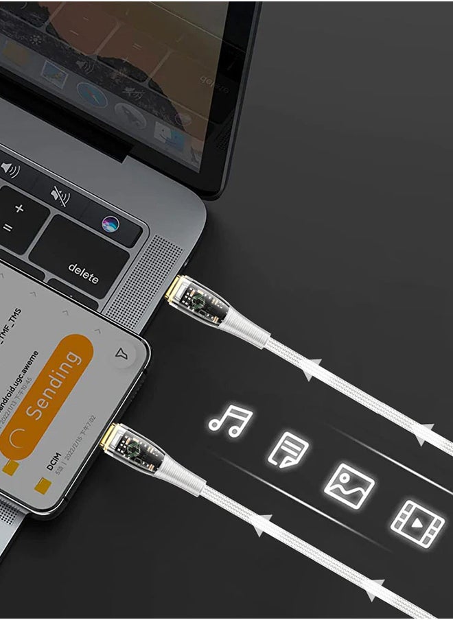 CATANES - USB Type C to Lightning Cable Fast Charging Cable Transparent Adapter Fast Charging Cable White 1M - Image 1