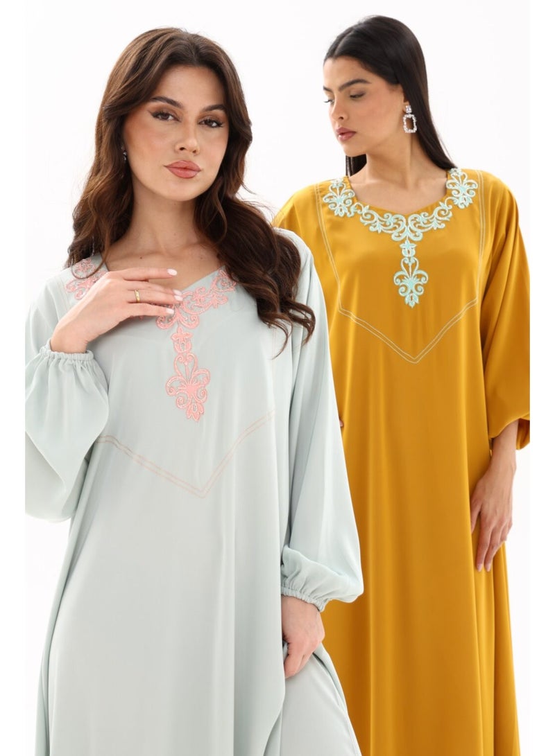 جلابية نسائية فاخرة مطرزة أنيقة - Image 4