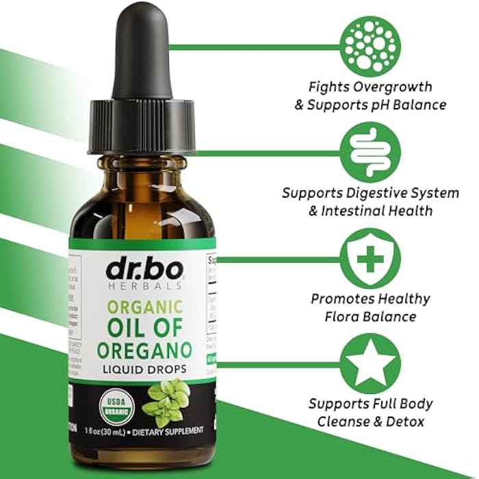 dr.bo Oregano Oil Organic Liquid Drops - 6 Month Supply Organic Oil of Oregano Drops Liquid Tincture Extract, Cleanse, Detox, Immune Support, Digestive Gut Health - Pure Vegan Non-GMO Herbal Tincture 1 oz - Image 2
