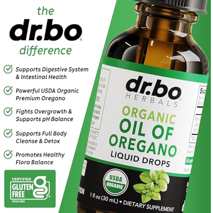 dr.bo Oregano Oil Organic Liquid Drops - 6 Month Supply Organic Oil of Oregano Drops Liquid Tincture Extract, Cleanse, Detox, Immune Support, Digestive Gut Health - Pure Vegan Non-GMO Herbal Tincture 1 oz - Image 4