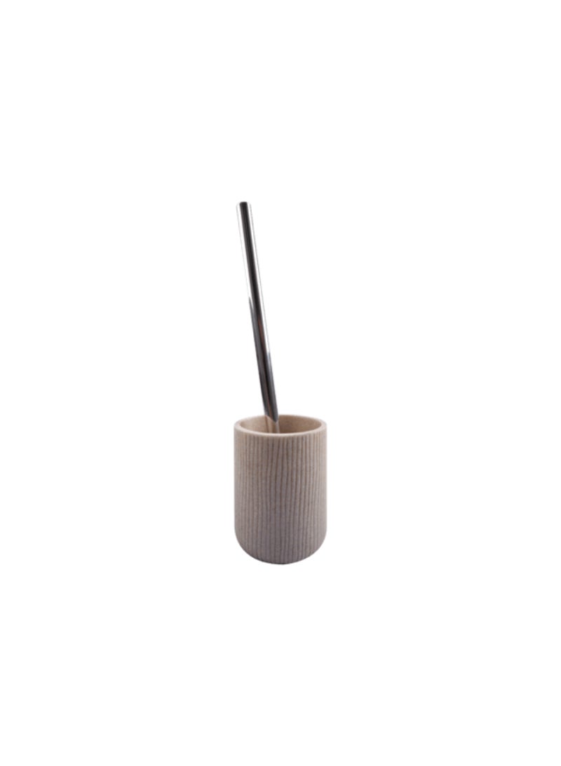Tatay Saigon Collection Sturdy High Quality Polyresin Toilet Brush with Holder Beige and Silver 6360300